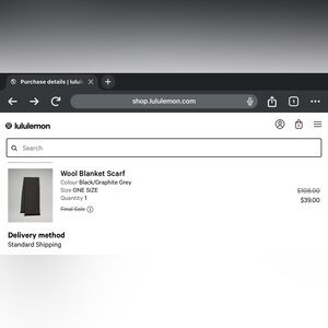 Lululemon Black Graphite Grey Scarf